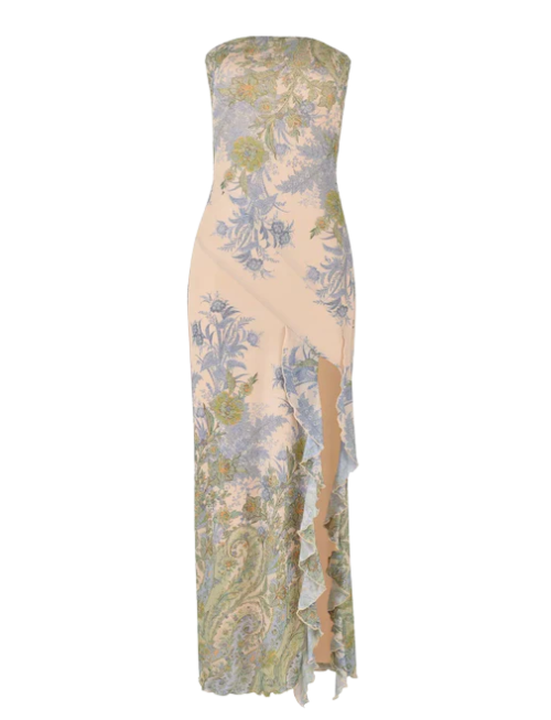 Duttini | Floral Print Strapless Maxi Dress