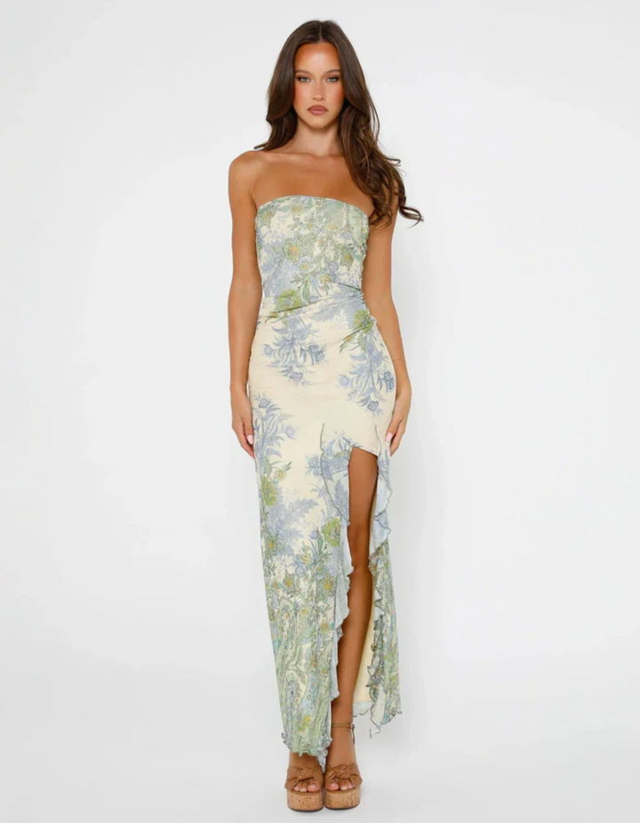 Duttini | Floral Print Strapless Maxi Dress