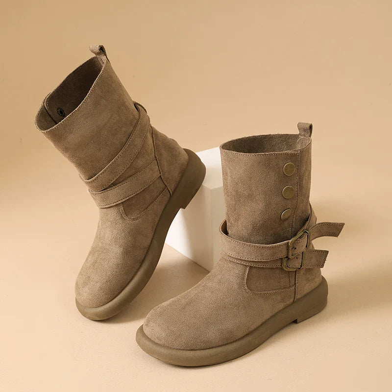 Duttini | Suede Buckle Ankle Boots