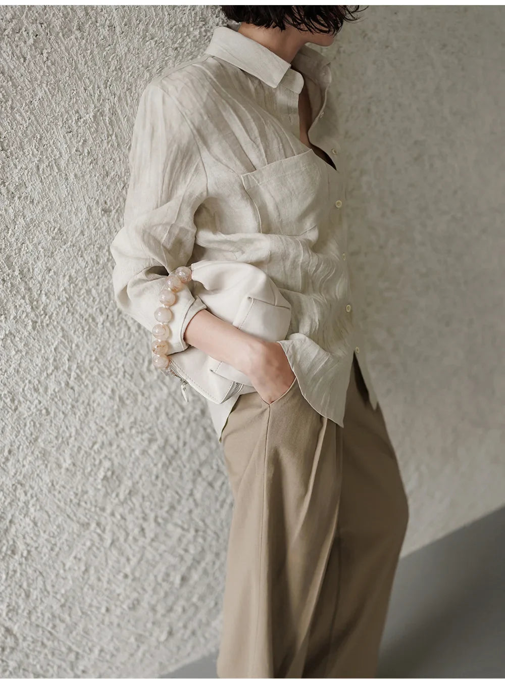 Duttini | Pleated Linen Button Shirt