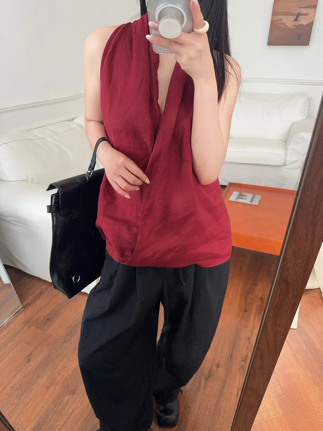 Duttini | Drape Linen Vest for Women in Natural