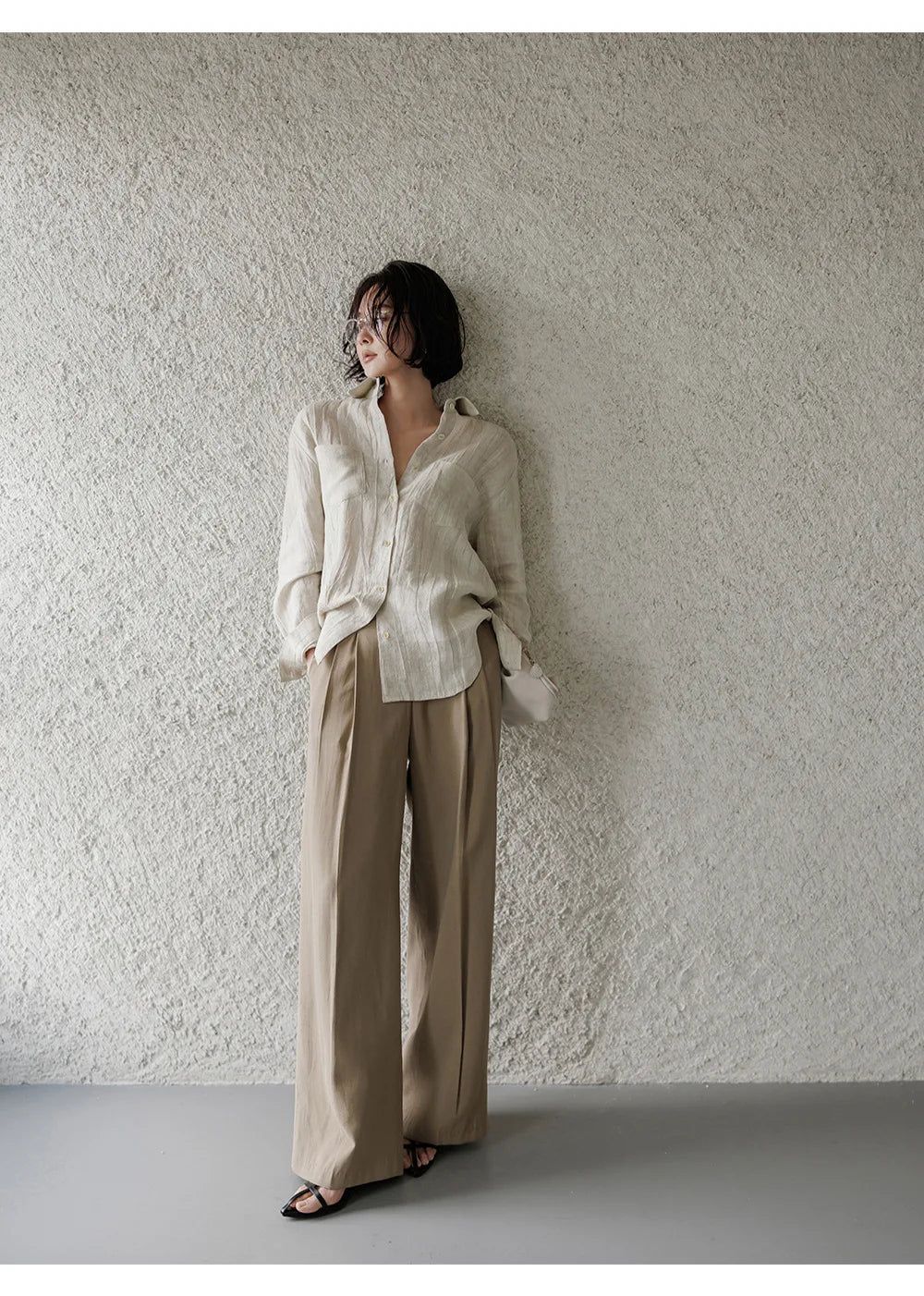 Duttini | Pleated Linen Button Shirt