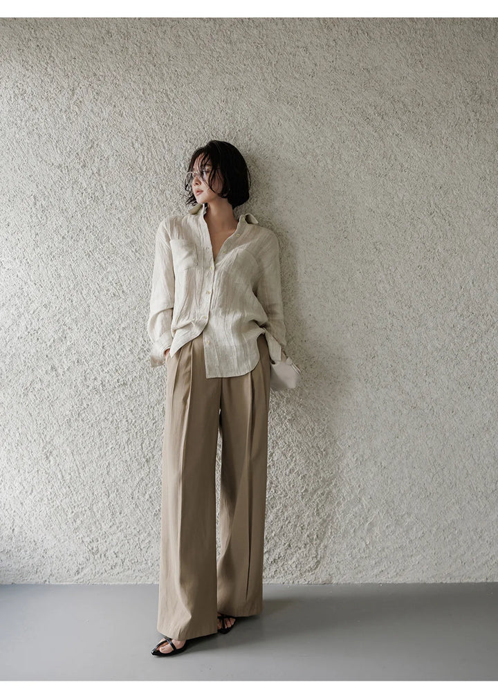 Duttini | Pleated Linen Button Shirt