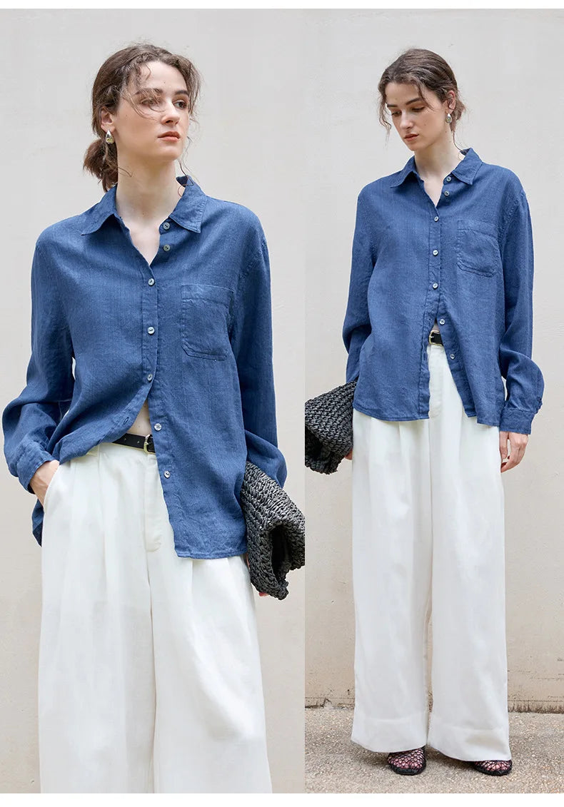 Duttini | Linen Everyday Shirt for Men in Indigo