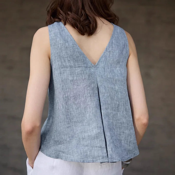 Duttini | Linen Reversible Vest for Men in Chambray