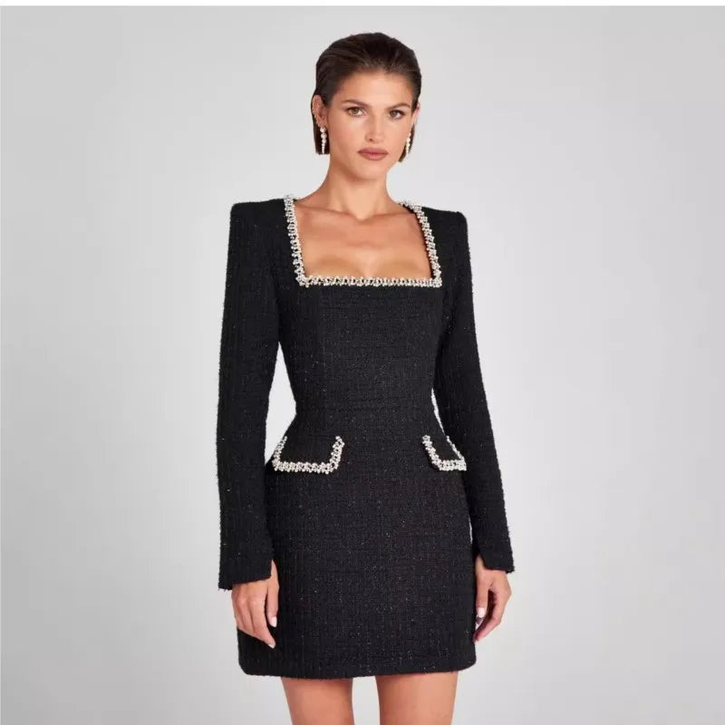 Duttini | Tweed Pearl Trim Blazer Mini Dress