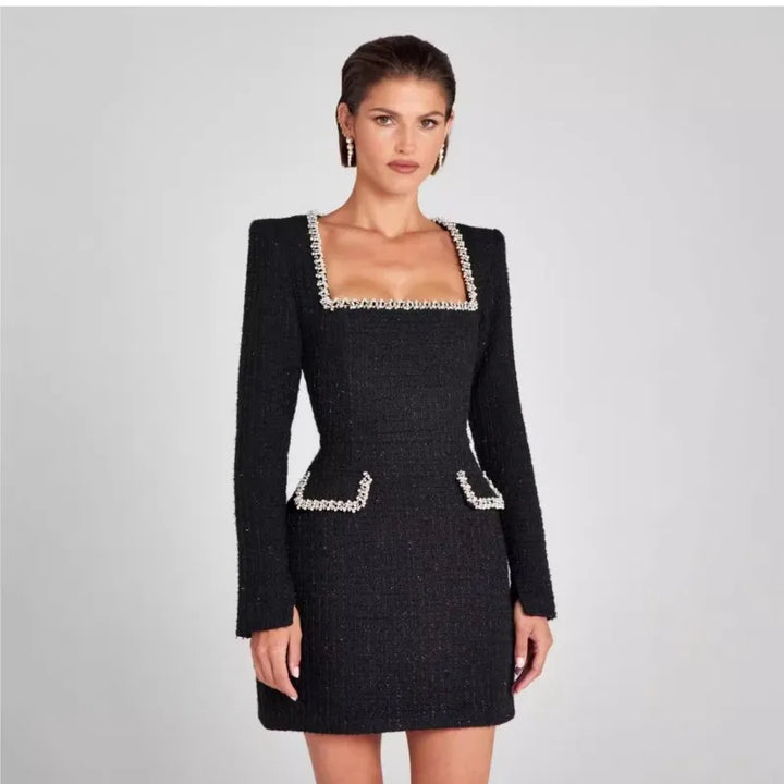 Duttini | Tweed Pearl Trim Blazer Mini Dress