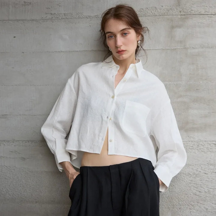 Duttini | Cropped Linen Overshirt for Women