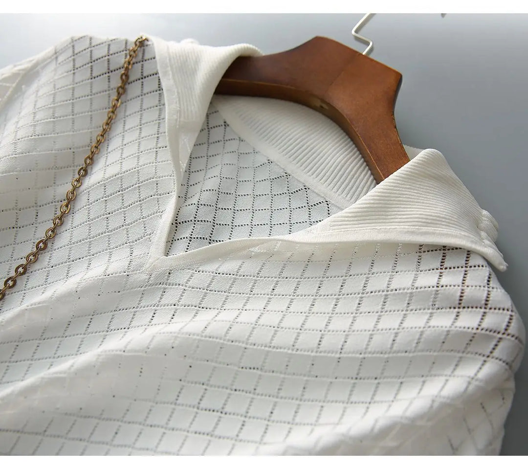 Duttini | Diamond Knit Top for Women in Light Blue