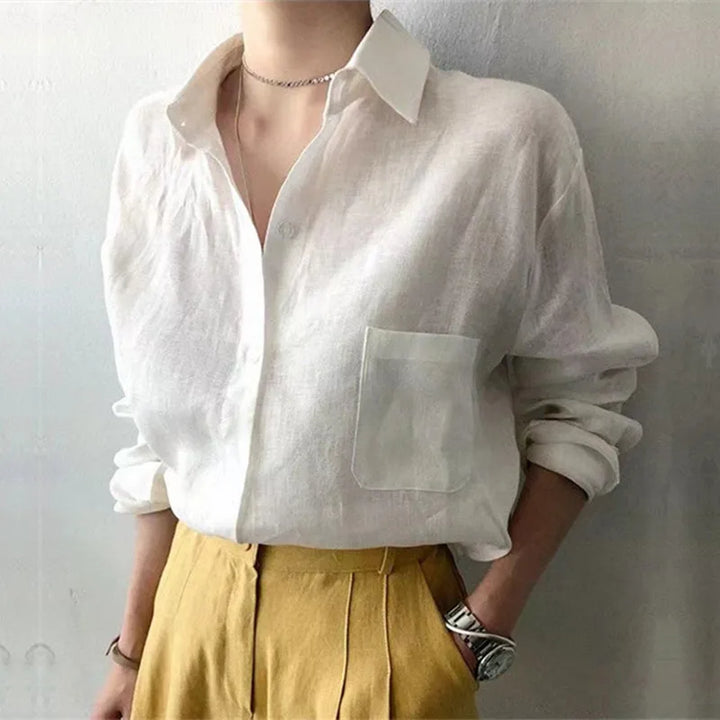 Duttini | Soft Linen Open Collar Shirt