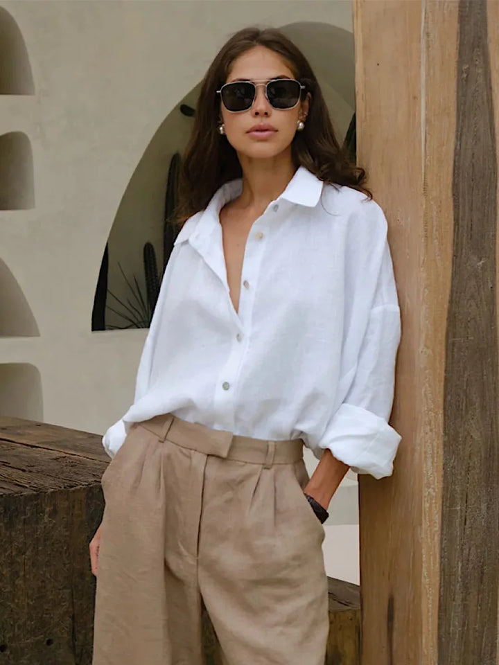 Duttini | Cotton Relaxed Shirt for Women in Capri Color
