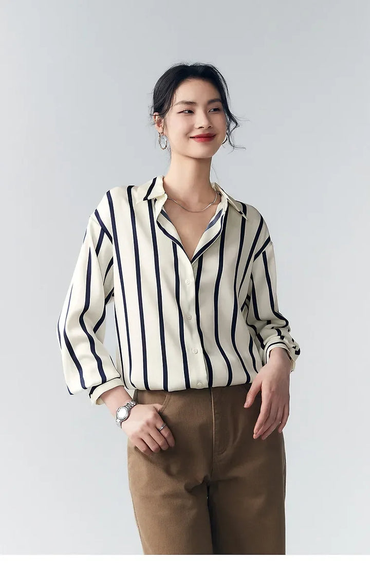 Duttini | Stripe Satin Blouse for Women