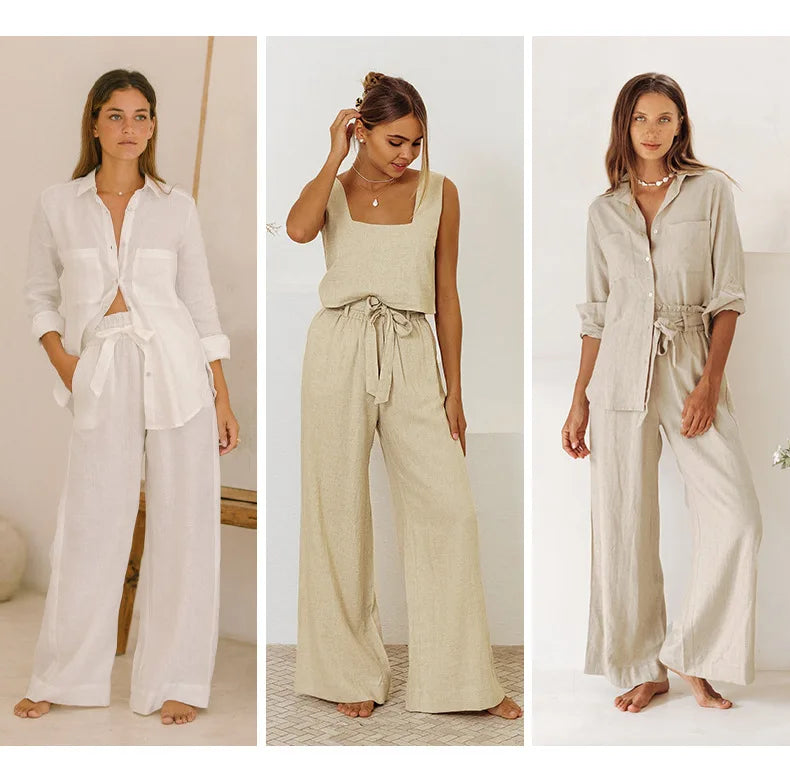 Duttini | Linen Wide Leg Pant for Women in Ruffle Style