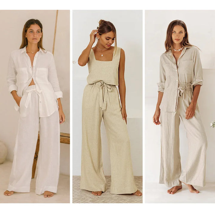 Duttini | Linen Wide Leg Pant for Women in Ruffle Style