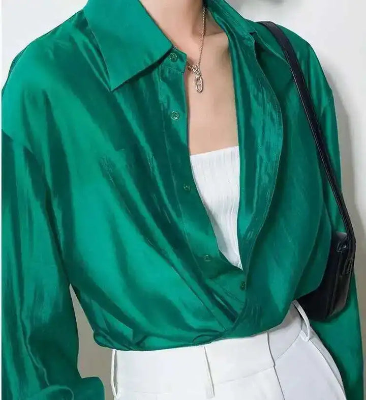 Duttini | Silk Poplin Blouse for Women in Flowing Fit