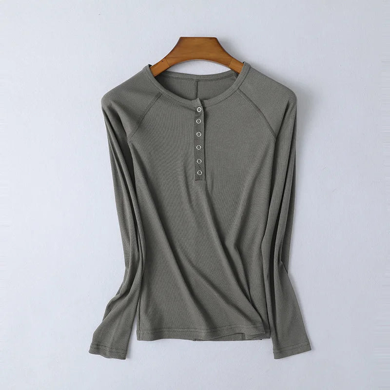 Duttini | Pop-Button Top for Women in Cotton Blend, Fitted, Black