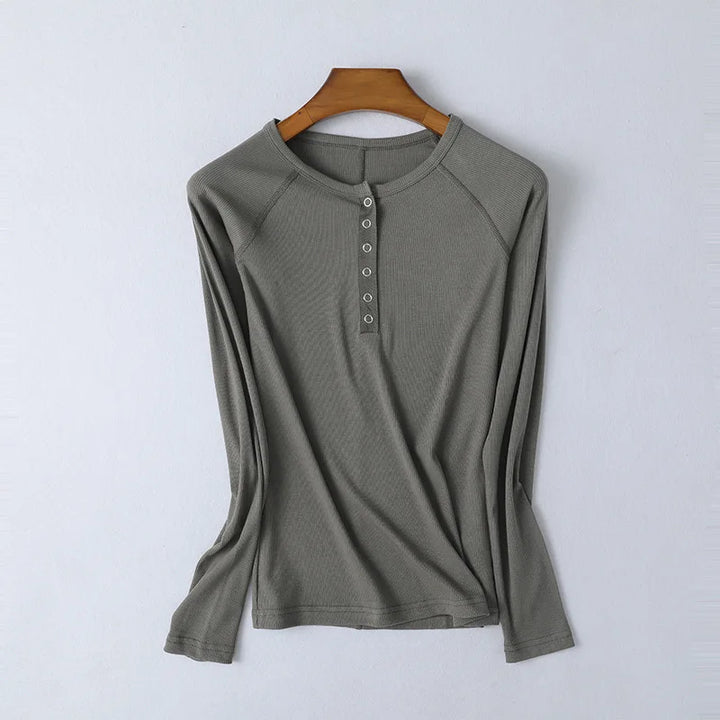 Duttini | Pop-Button Top for Women in Cotton Blend, Fitted, Black