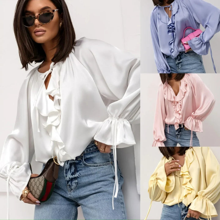 Duttini | Satin Ruffle Blouse for Women