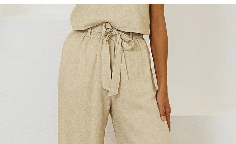 Duttini | Linen Wide Leg Pant for Women in Ruffle Style