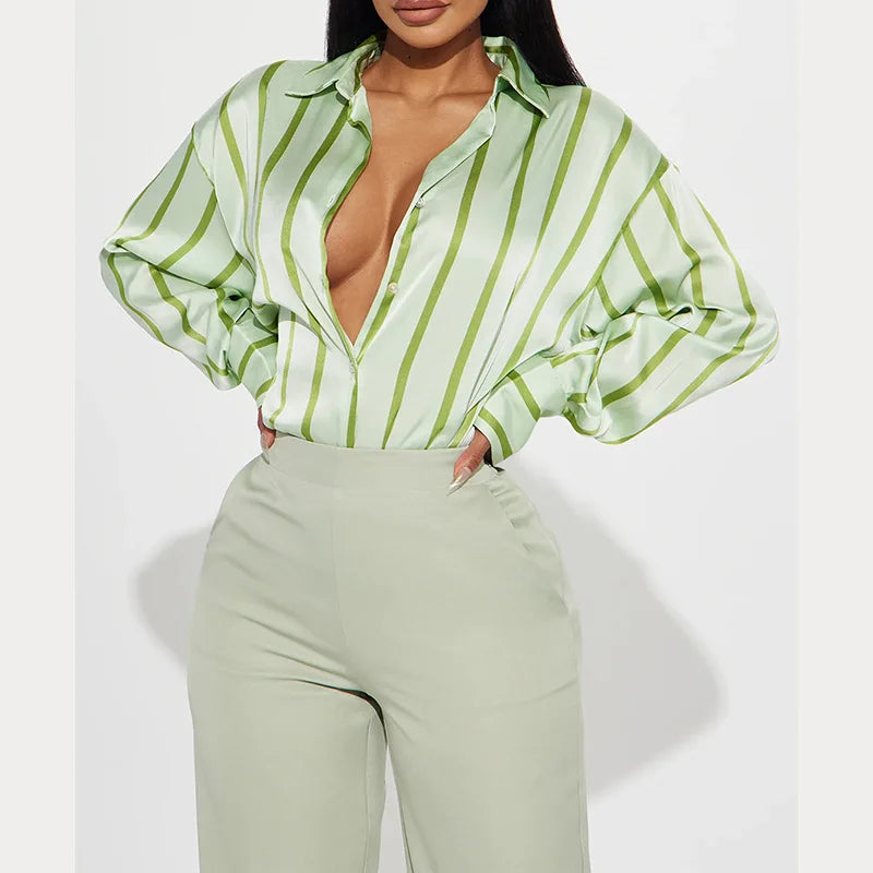 Duttini | Satin Stripe Shirt for Women