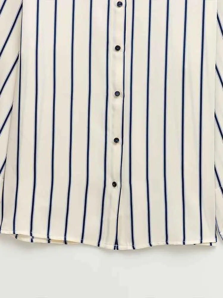 Duttini | Striped Button-Up Blouse for Women in Cotton Blend