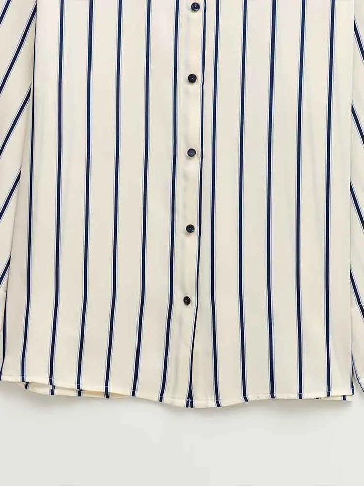 Duttini | Striped Button-Up Blouse for Women in Cotton Blend