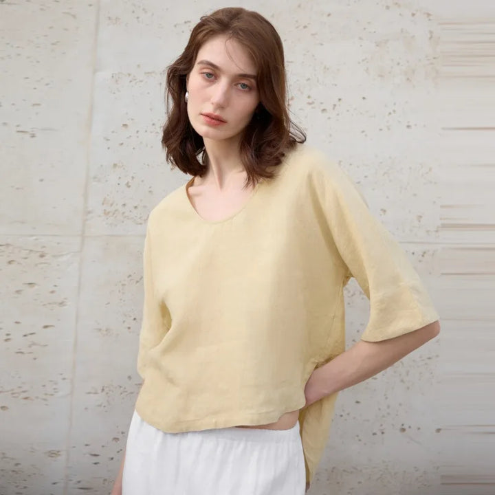 Duttini | Hemp V-Neck Boxy Top for Women