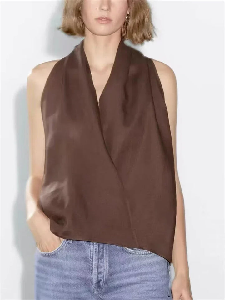 Duttini | Drape Linen Vest for Women in Natural