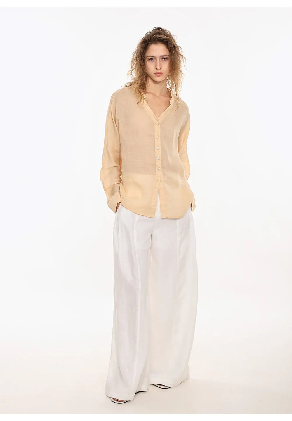 Duttini | Linen V-Neck Shirt for Women