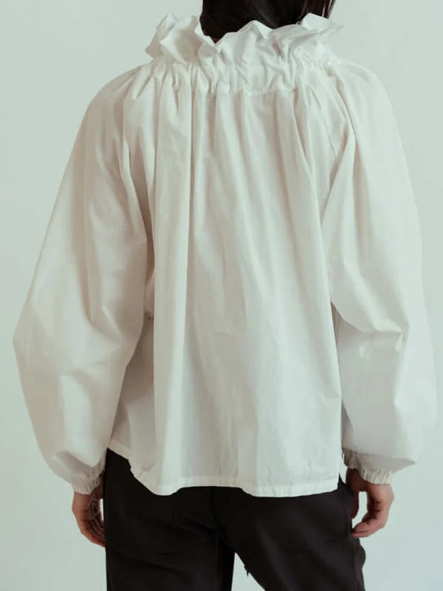 Duttini | Puffed Cotton Blouse for Women in White
