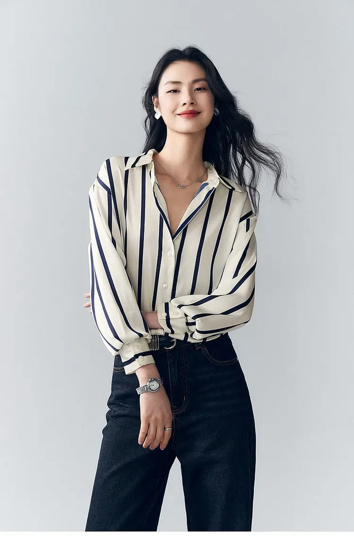 Duttini | Stripe Satin Blouse for Women