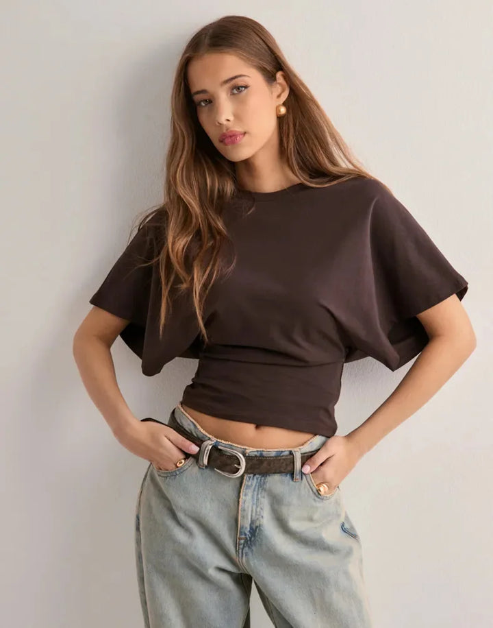 Duttini | Drape Cotton Tee for Women in White