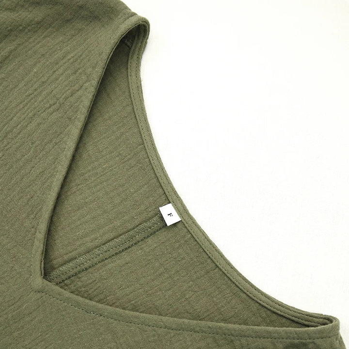 Duttini | V-Neck Crop Tee for Women in Gauze Fabric