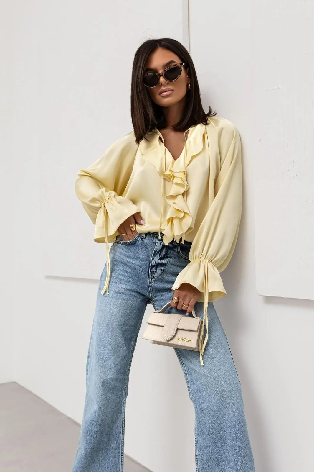 Duttini | Satin Ruffle Blouse for Women
