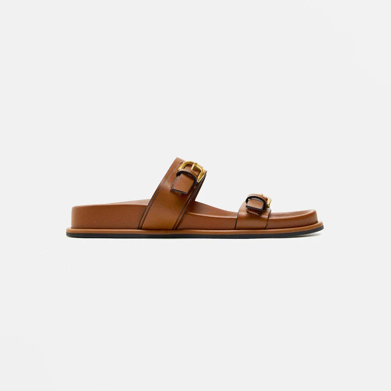 Duttini | Leather Slides with Buckle