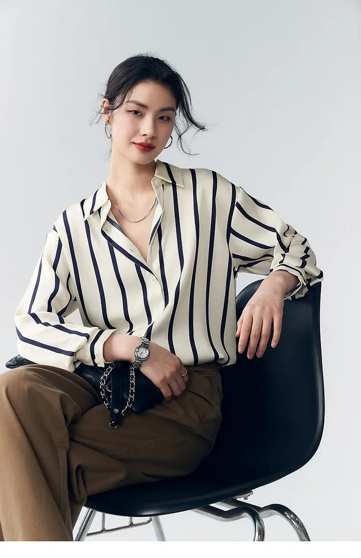 Duttini | Stripe Satin Blouse for Women