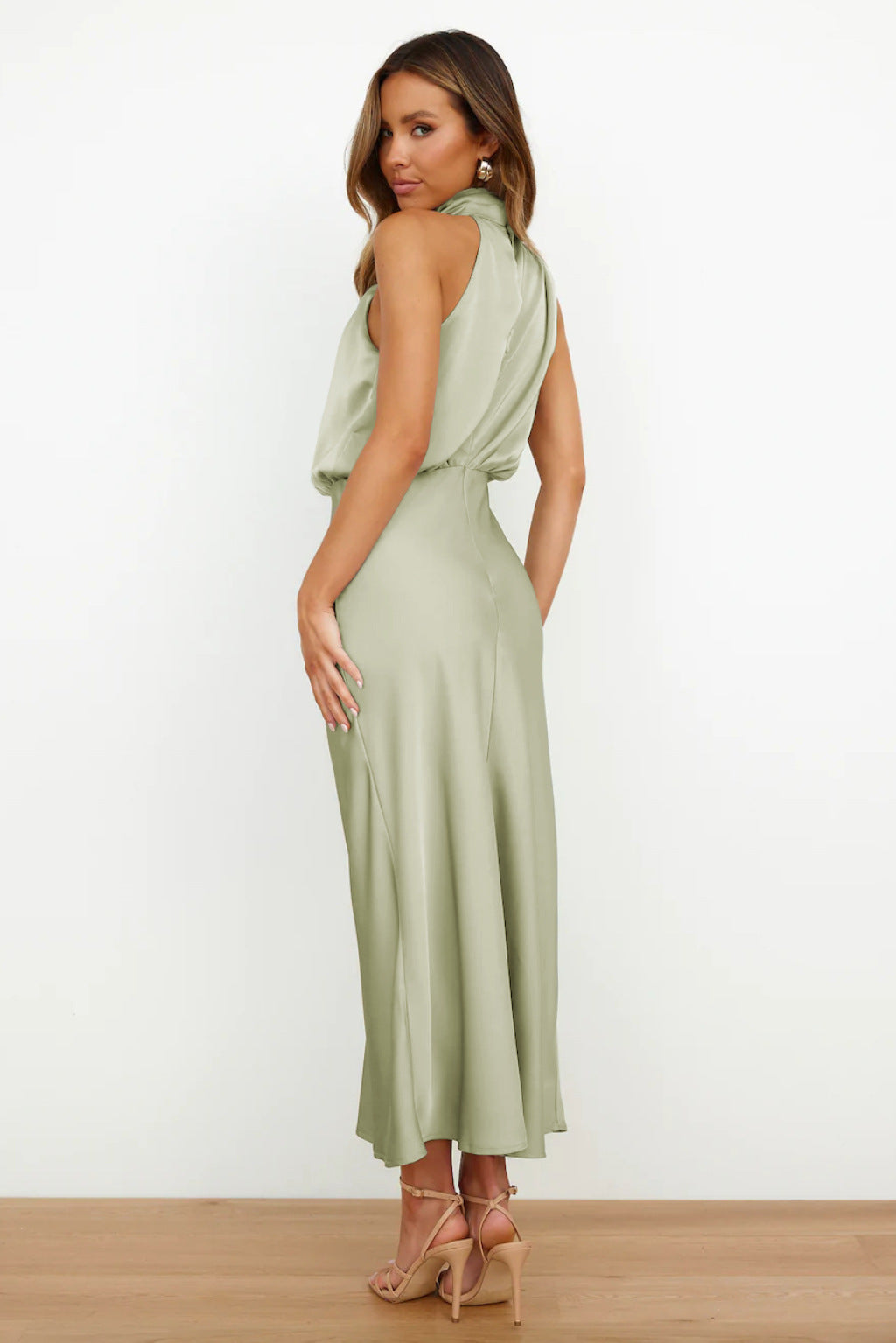 Duttini | Elegant Halter Evening Dress with Graceful Drape