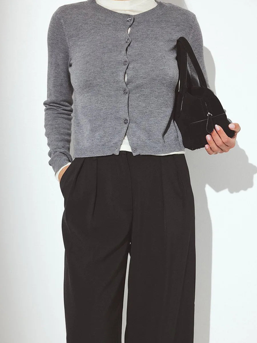 Duttini | Knit Button Cardigan for Women in Soft Fabric, Relaxed Fit, Cream Color