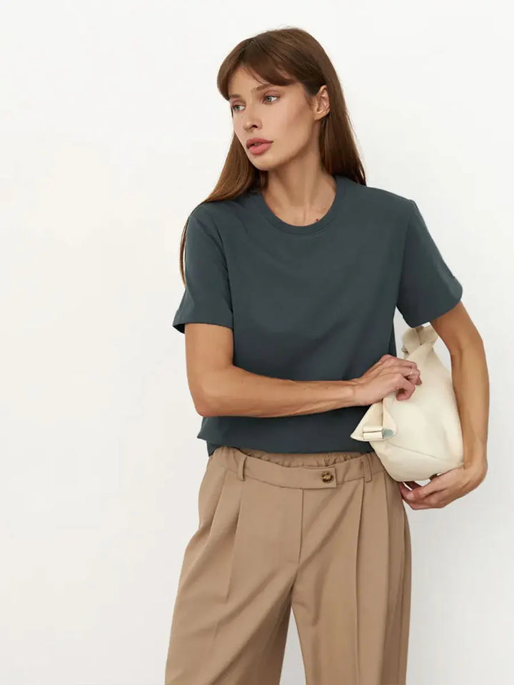 Duttini | Cotton Tee for Women in White, Casual Fit