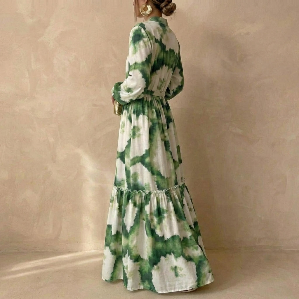 Duttini | Elegant Tiered Maxi Dress With Tie-Waist And Ruffled Details For Special Occasions