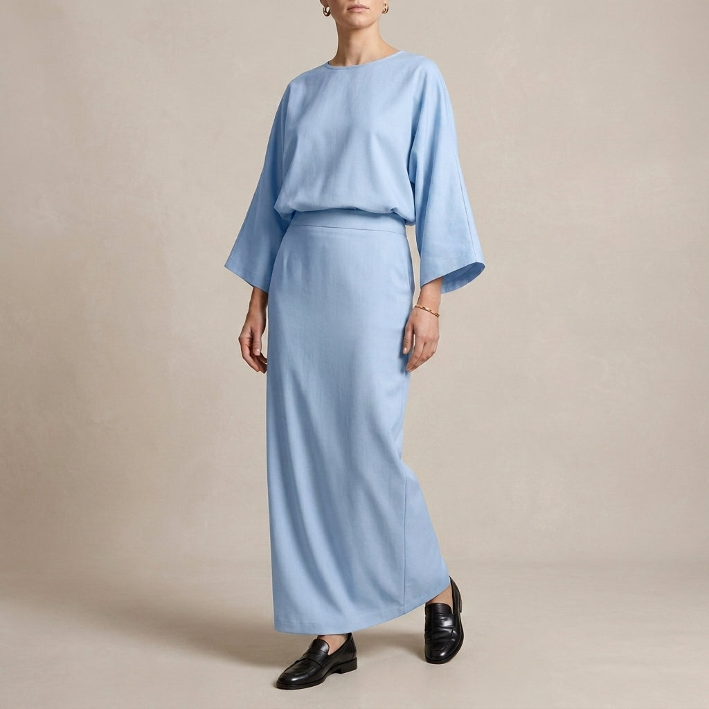 Duttini | Statement Two-Piece Textured Woven Skirt Suit With Draped High-Waist Silhouette