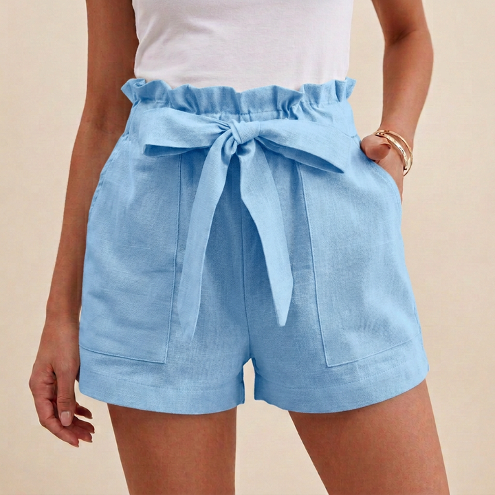 Duttini | Romantic Relaxed Paperbag Waist Shorts With Self-Tie Belt And Pockets