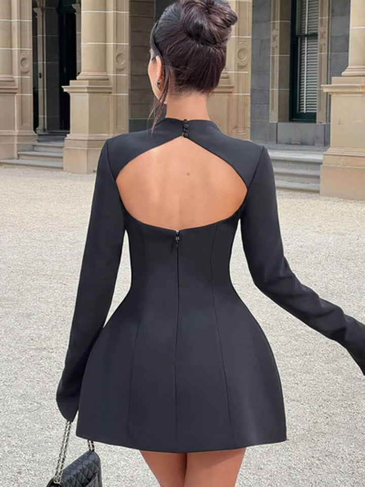 Duttini | Mini Dress for Women in Soft Fabric, Fitted, Black, Elegant Style
