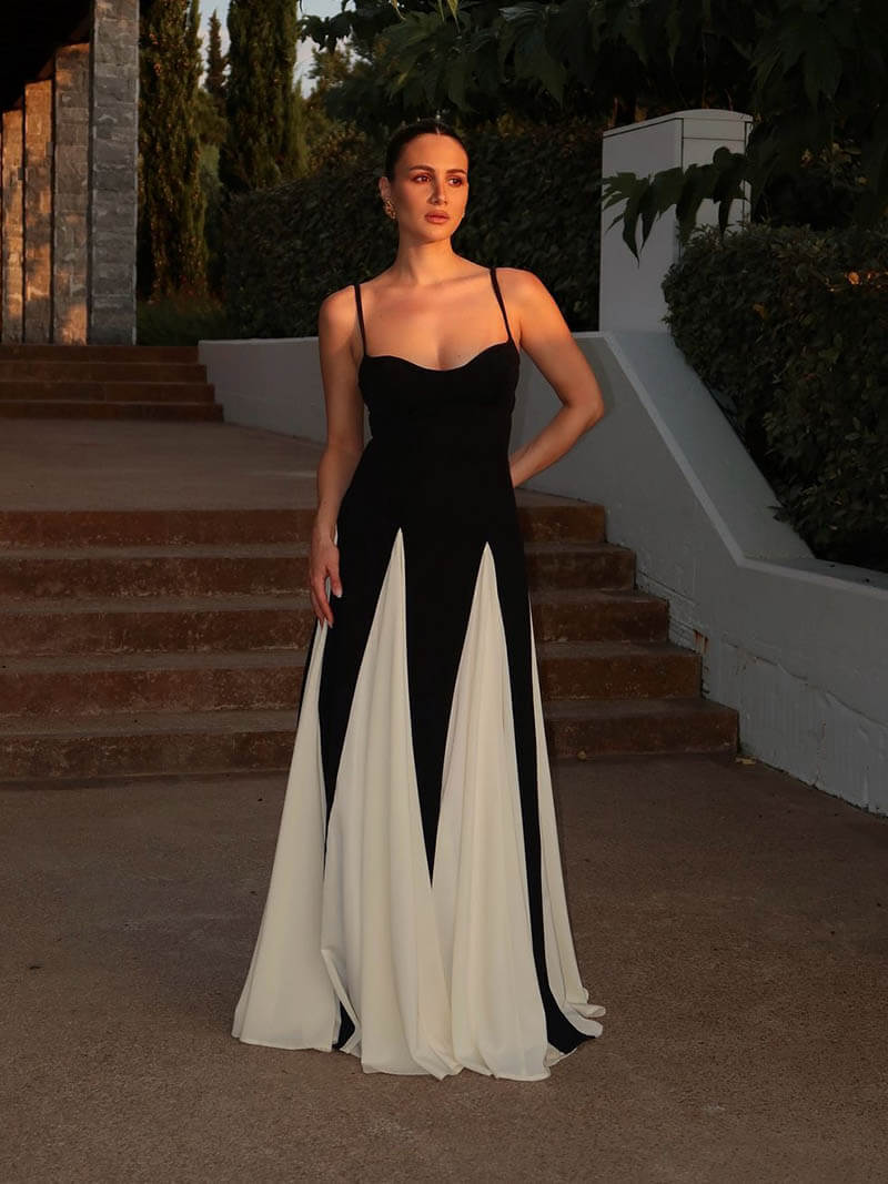 Duttini | Elegant Black-and-White Maxi Dress Made to Turn Heads