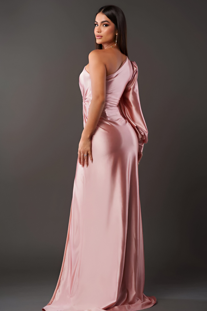 Duttini | Draped Sleeve One-Shoulder Maxi Dress