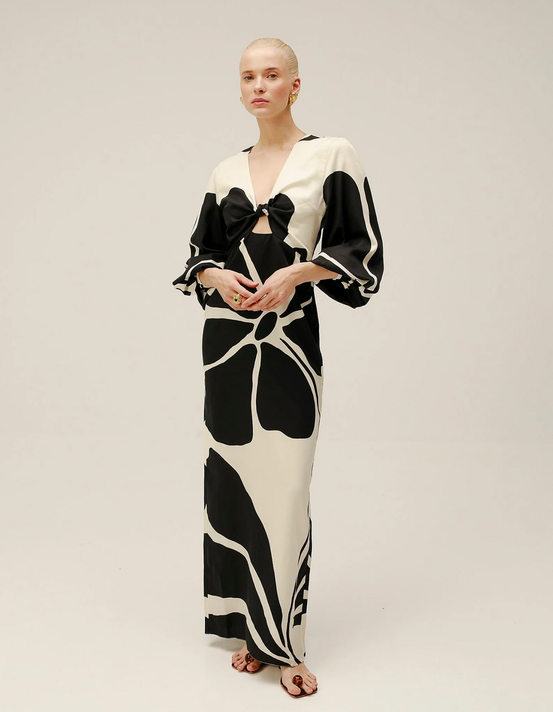 Duttini | Retro Stripe Mix Midi Tie-Front Dress