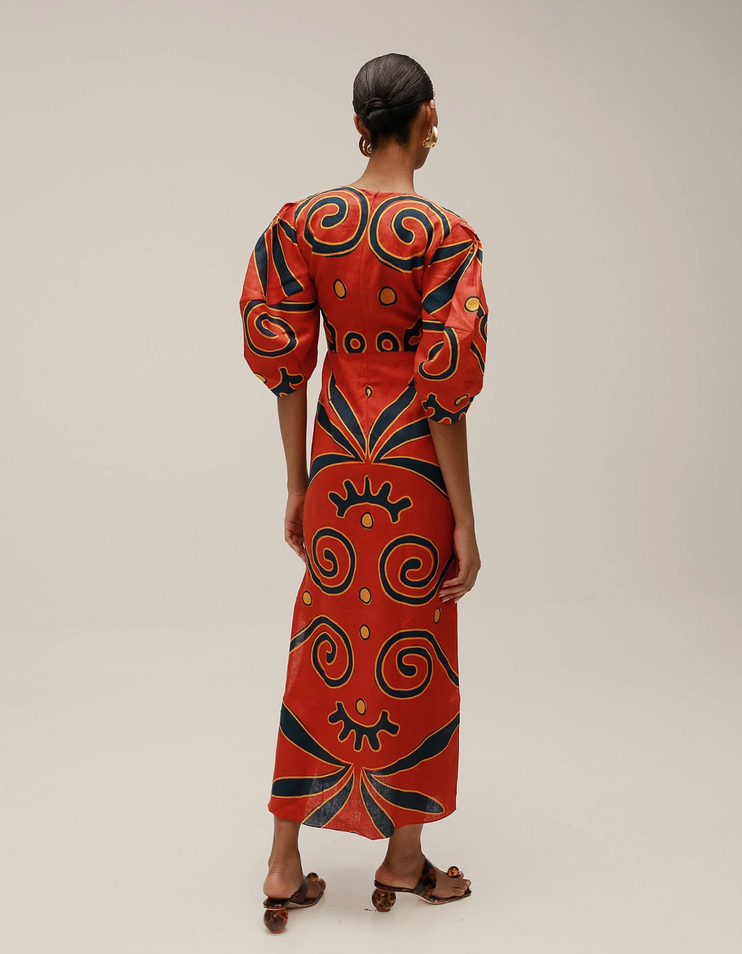 Duttini | Retro Stripe Mix Midi Tie-Front Dress