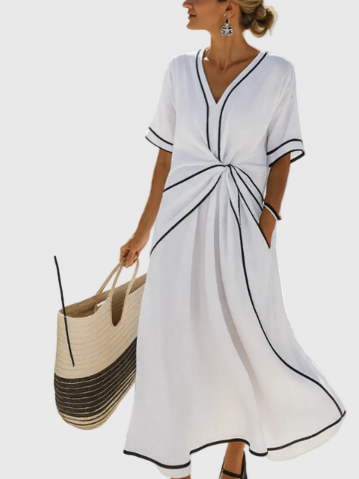 Duttini | Draped Coastal Maxi Dress for Women in Lightweight Fabric
