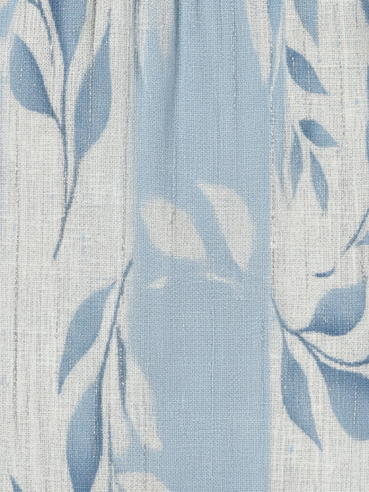 Duttini | Sculpted Sleeveless Blue Leaf Pattern Midi Dress