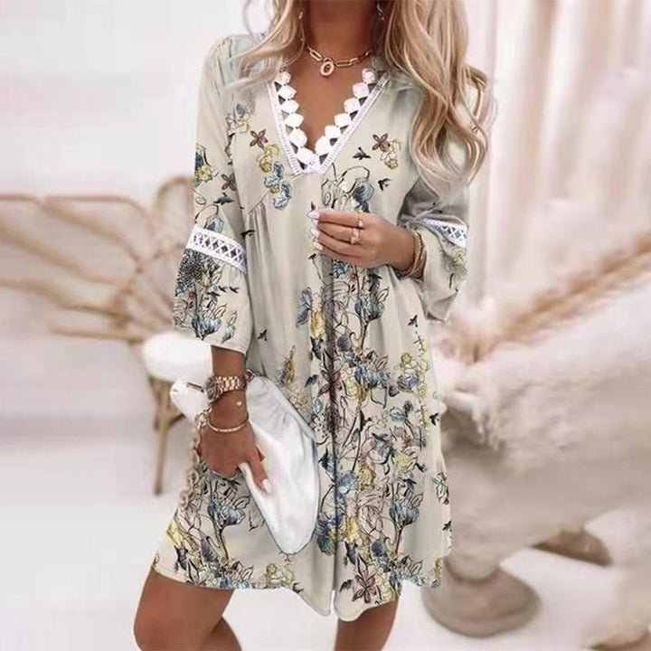 Duttini | Boho Loose Fit Printed Mini Dress Evening